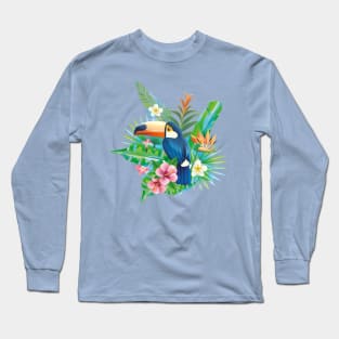 Tropical Toucan Paradise: Vibrant Feathers Long Sleeve T-Shirt